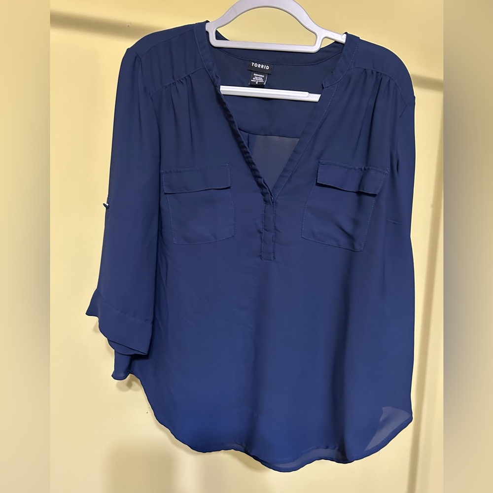 Torrid Deep Blue Blouse with Pockets